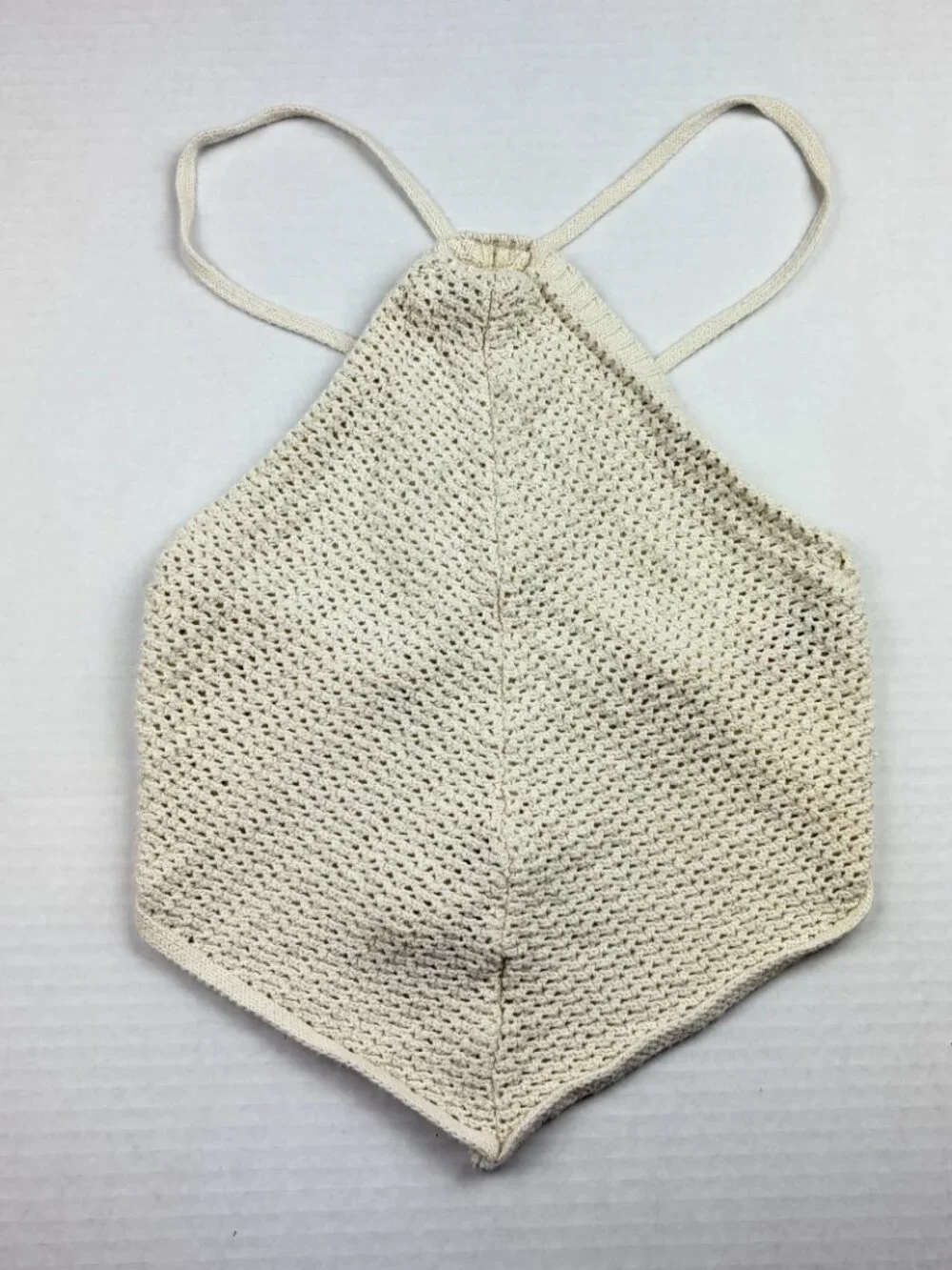 Free People Beach Off White Crochet Handkerchief Open Back Top Size Small Boho